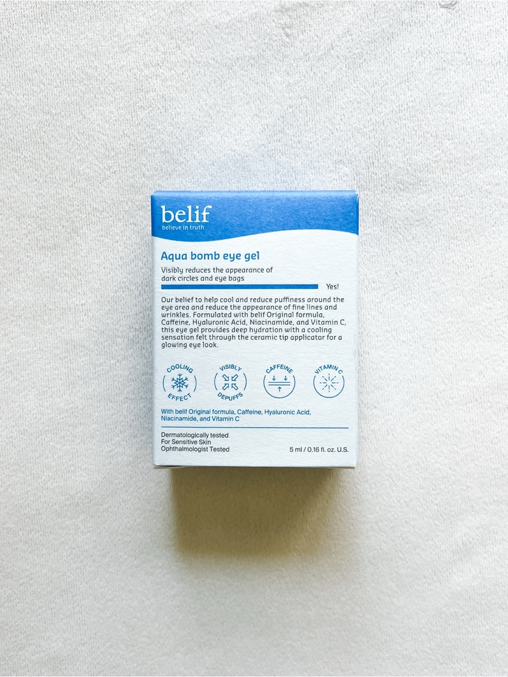 belif Aqua Bomb Eye Gel - Hydrating Cooling Eye Gel (Blue/White)